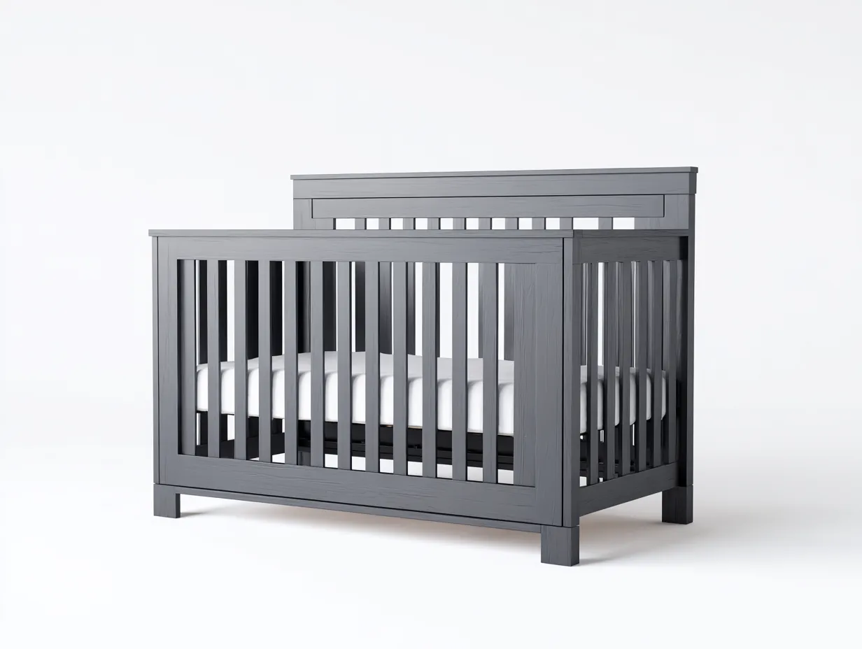 Berceau bébé en bois 140×70×95 cm - gris foncé - style moderne sécurisé-Pamimohome