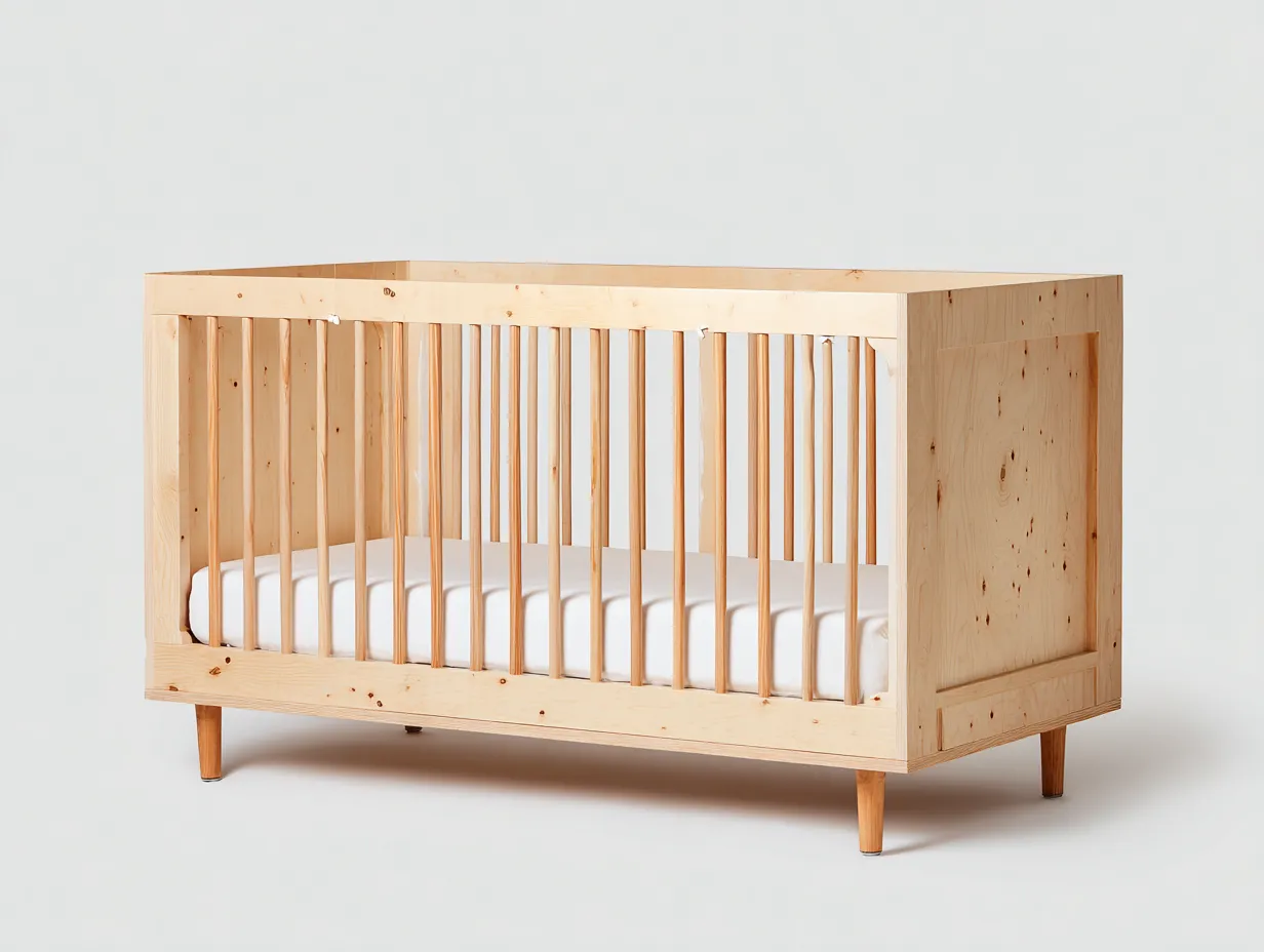 Berceau en bois 124×65×95 cm - bois clair/blanc - chambre épurée-Pamimohome