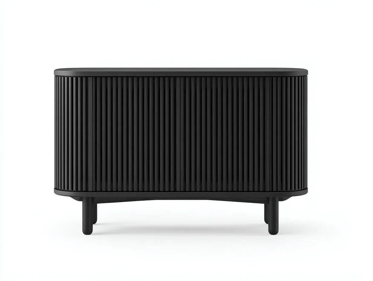 Buffet de salle à manger en bois 180×45×72 cm - noir - façade rainurée contemporaine-Pamimohome
