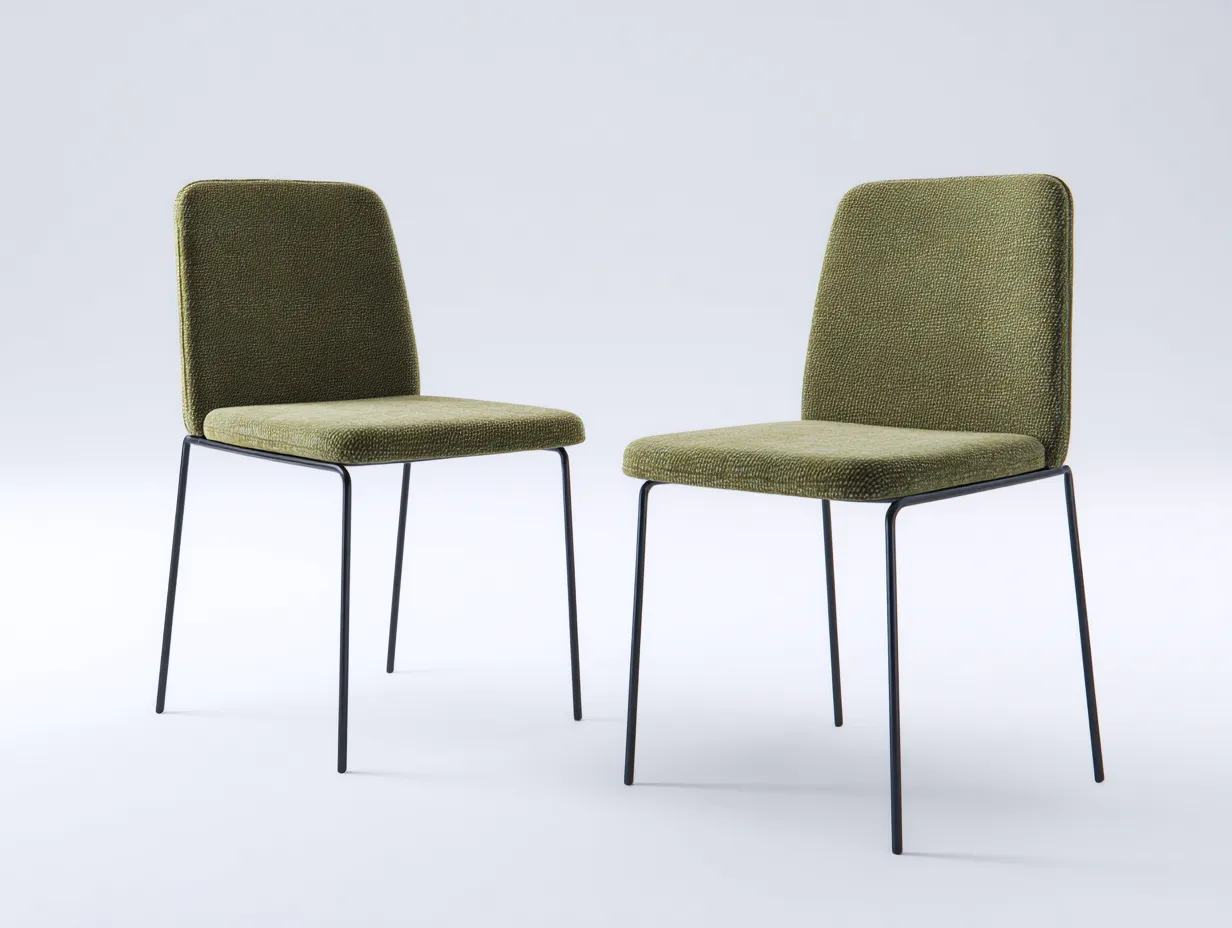 Chaise de salle à manger en tissu et métal 52×55×84 cm - vert olive/noir - lot de 2 design contemporain-Pamimohome