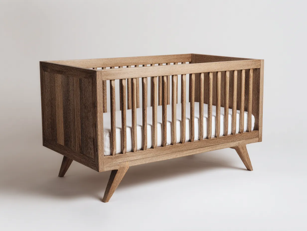 Berceau en bois 140×70×90 cm - bois naturel - pour chambre à coucher au style sobre-Pamimohome