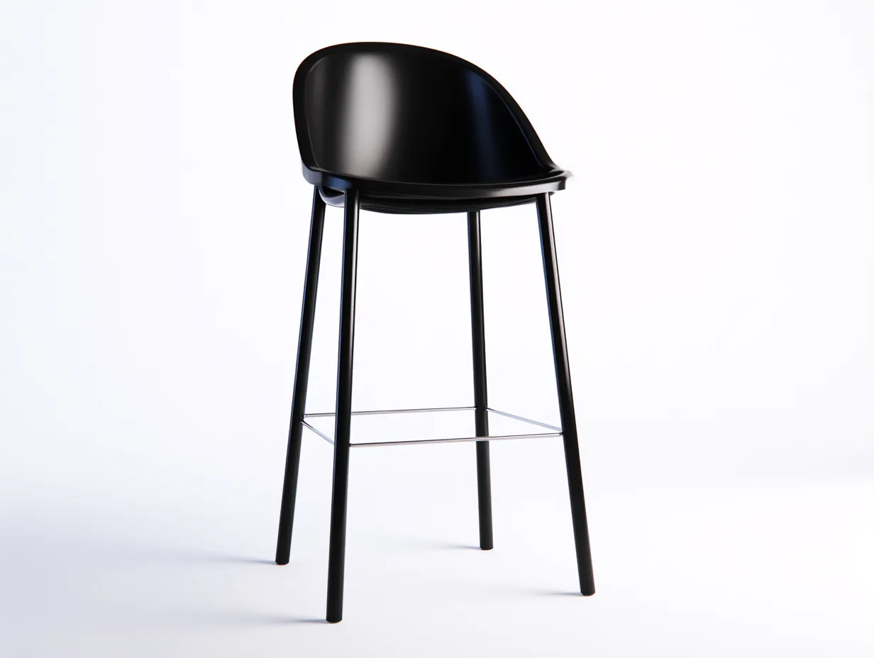 Tabouret de bar en plastique et métal 48×50×96 cm - noir - style contemporain pour terrasse-Pamimohome