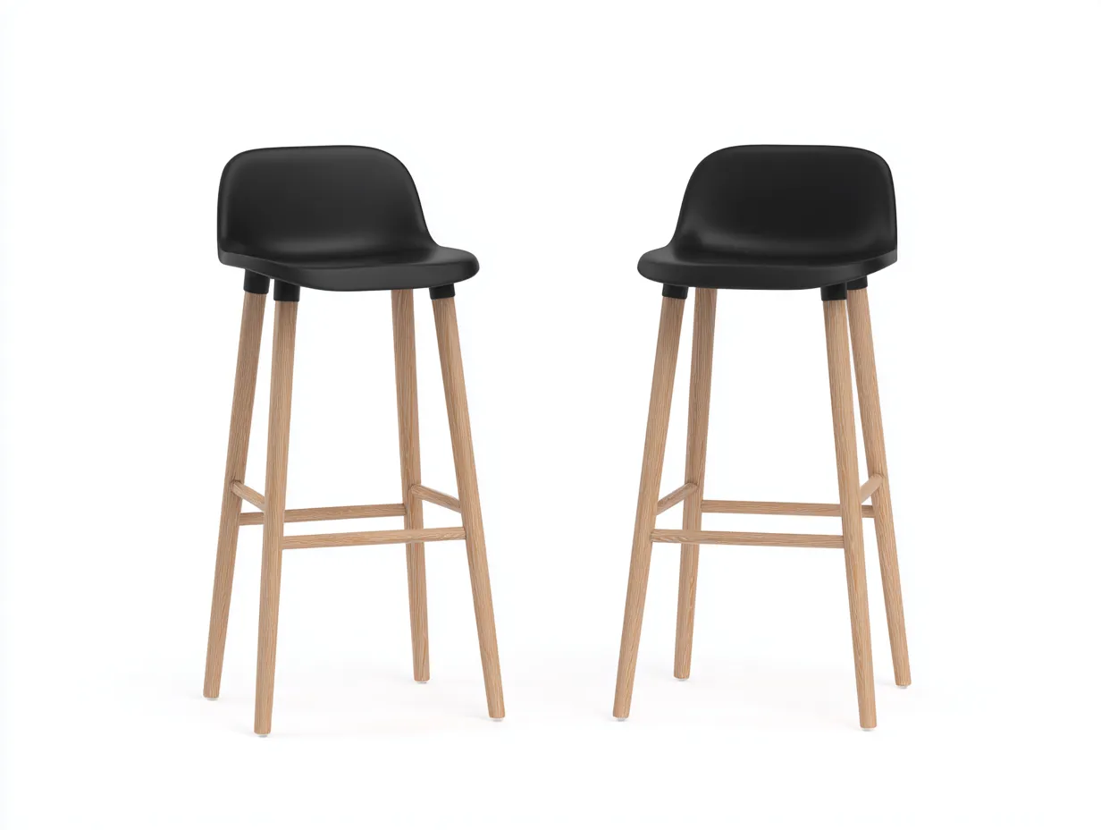Tabouret de bar 50×52×98 cm – assise noire et pieds bois clair – style moderne pour balcon-Pamimohome