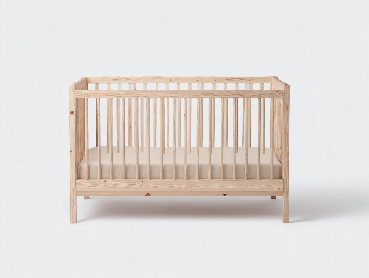 Berceau en bois 124×65×90 cm - bois naturel/beige - design épuré-Pamimohome