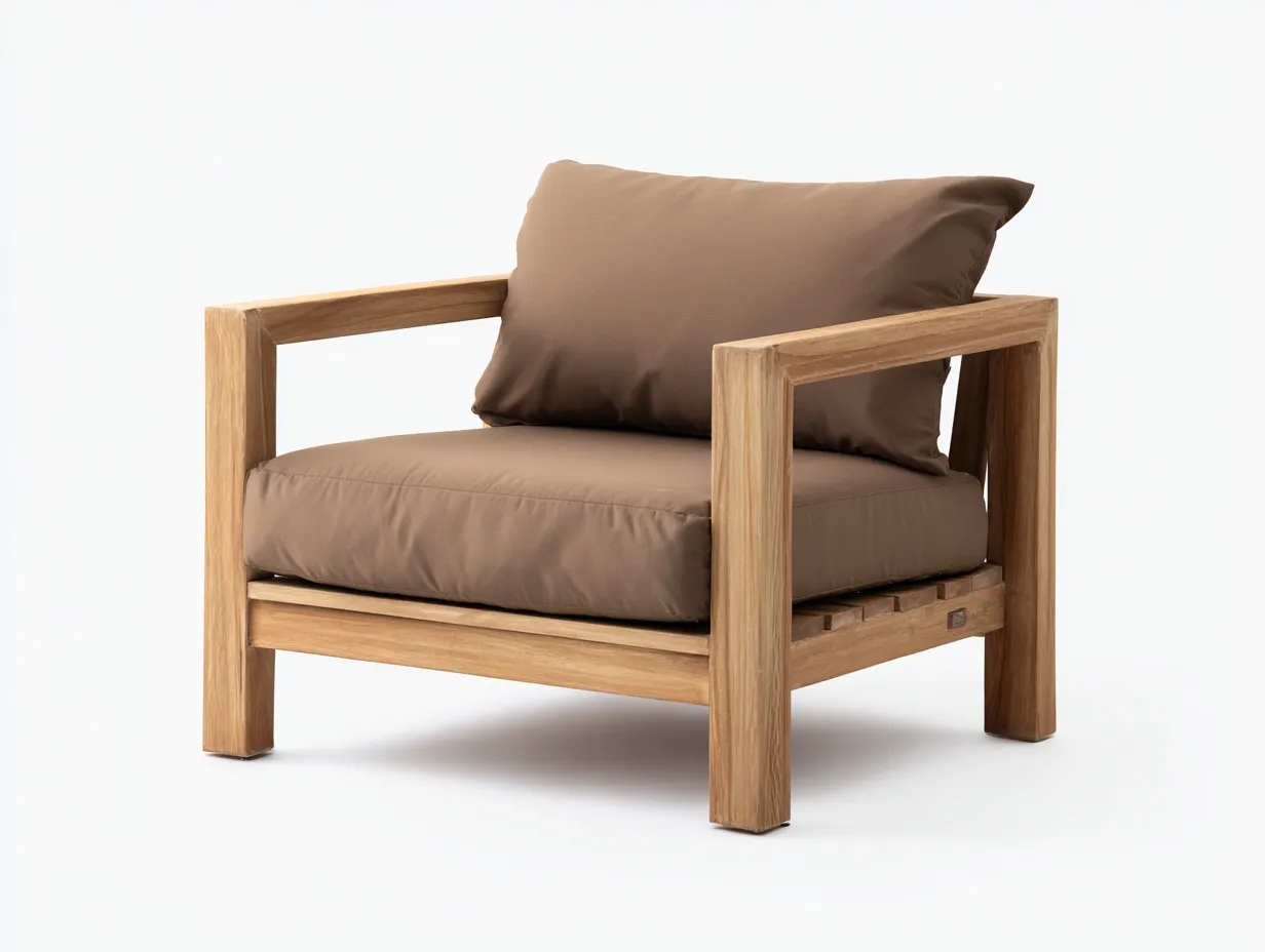 Fauteuil de loisirs d'extérieur en bois 78×82×78 cm - bois clair/brun - pour terrasse-Pamimohome