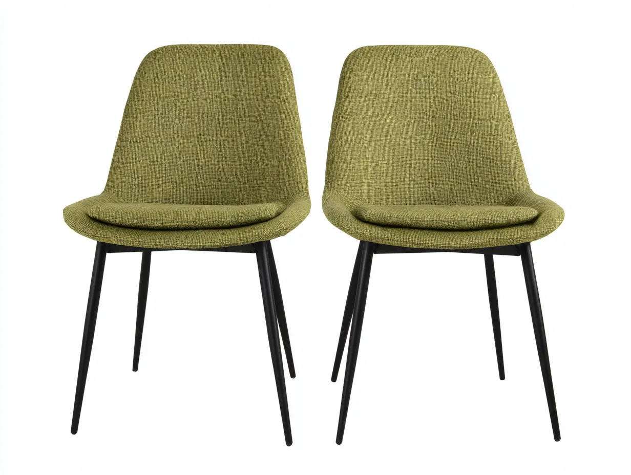 Lot de 2 chaises de salle à manger en tissu 50×55×84 cm - vert olive et noir - assise rembourrée contemporaine-Pamimohome