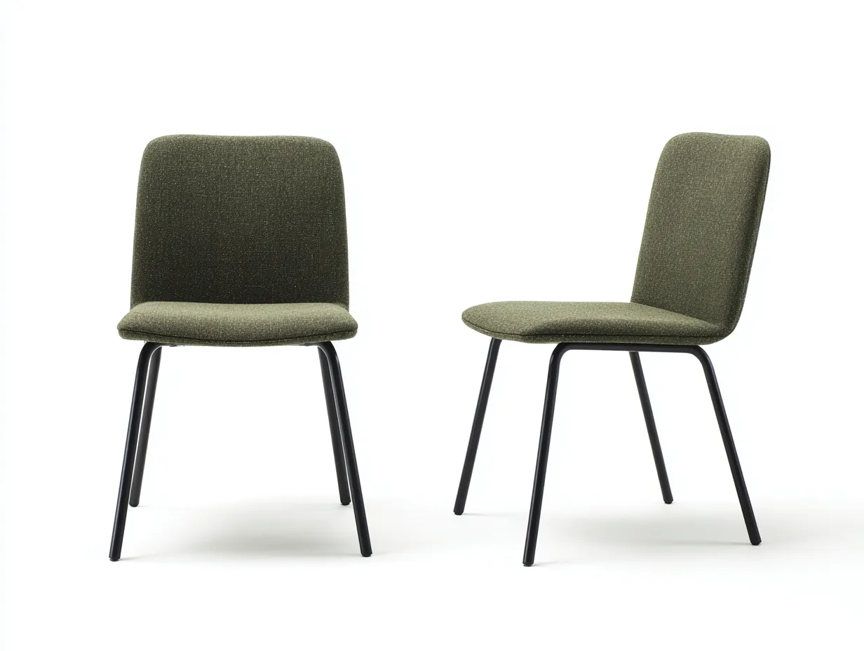 Ensemble de 2 chaises de salle à manger en tissu et métal 49×55×83 cm - vert olive et noir - design épuré-Pamimohome