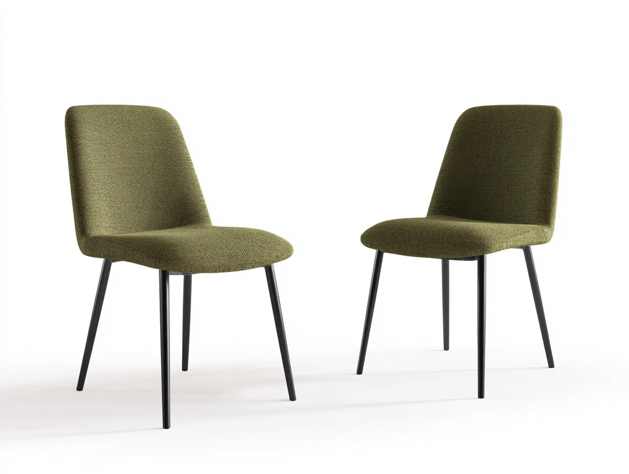 Chaise de salle à manger en tissu 50×55×82 cm - vert olive/noir - style contemporain-Pamimohome