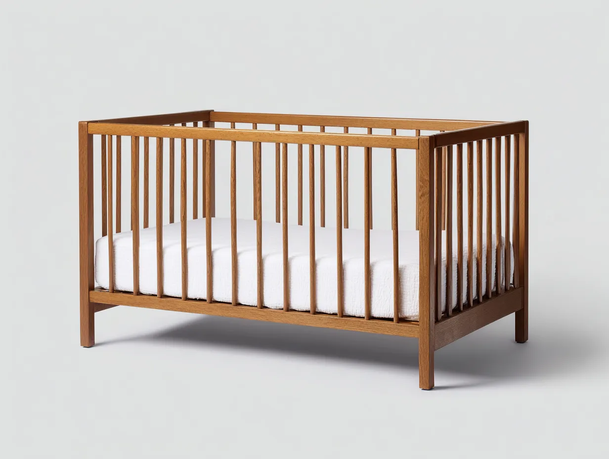 Berceau en bois 126×68×88 cm - marron/beige - design à barreaux pour chambre à coucher-Pamimohome