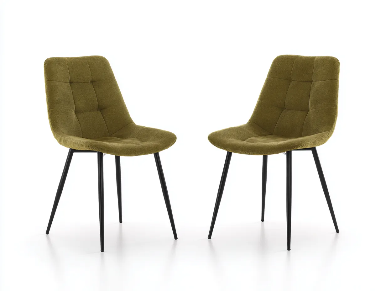 Lot de 2 chaises de salle à manger en tissu 50×56×87 cm - vert olive et noir - assise rembourrée contemporaine-Pamimohome