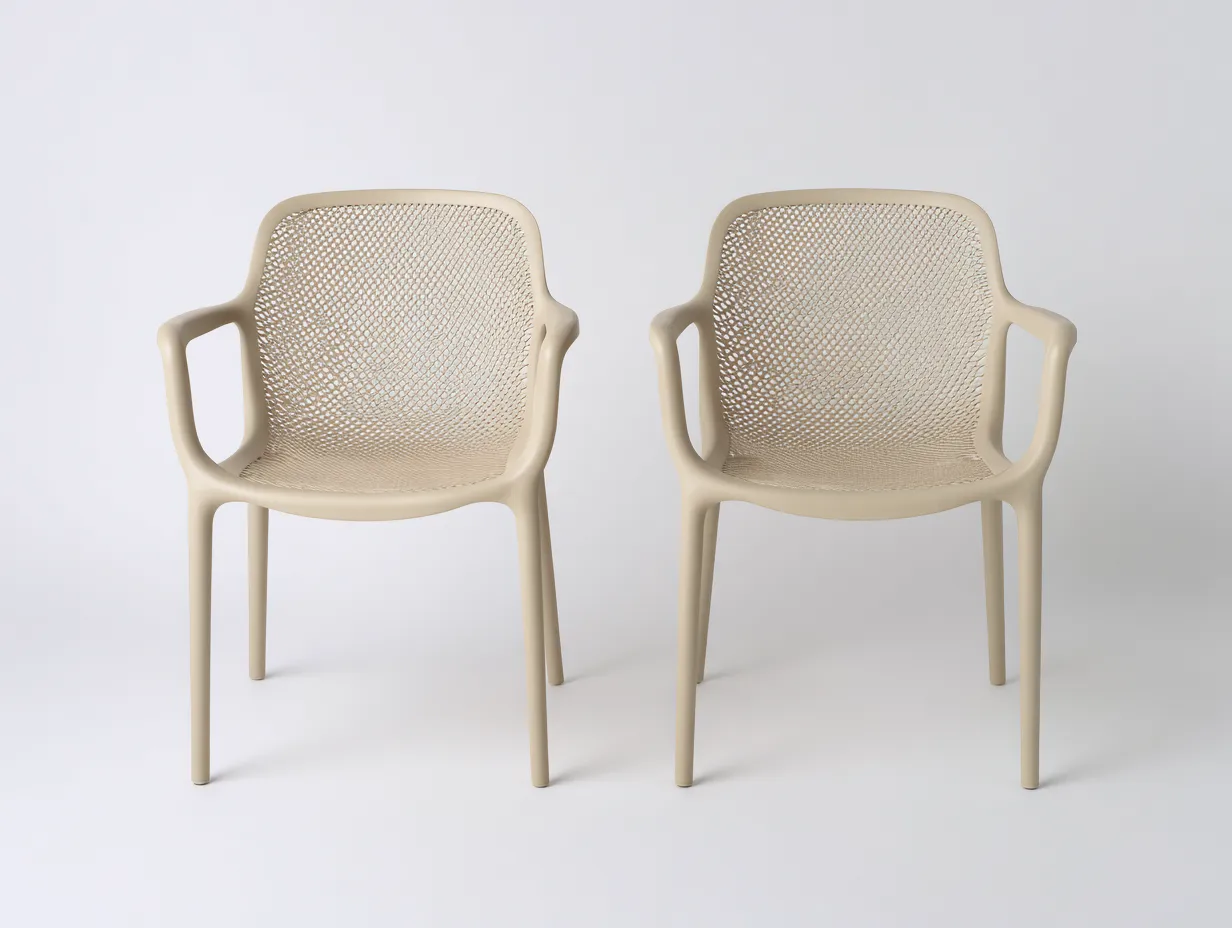 Chaise de loisirs d'extérieur en résine 61×59×82 cm - beige - lot de 2 avec dossier ajouré pour balcon-Pamimohome