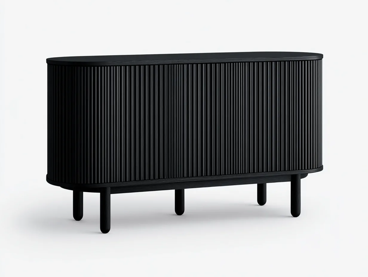 Buffet de salle à manger en bois 170×45×82 cm - noir - façade rainurée contemporaine-Javooroom