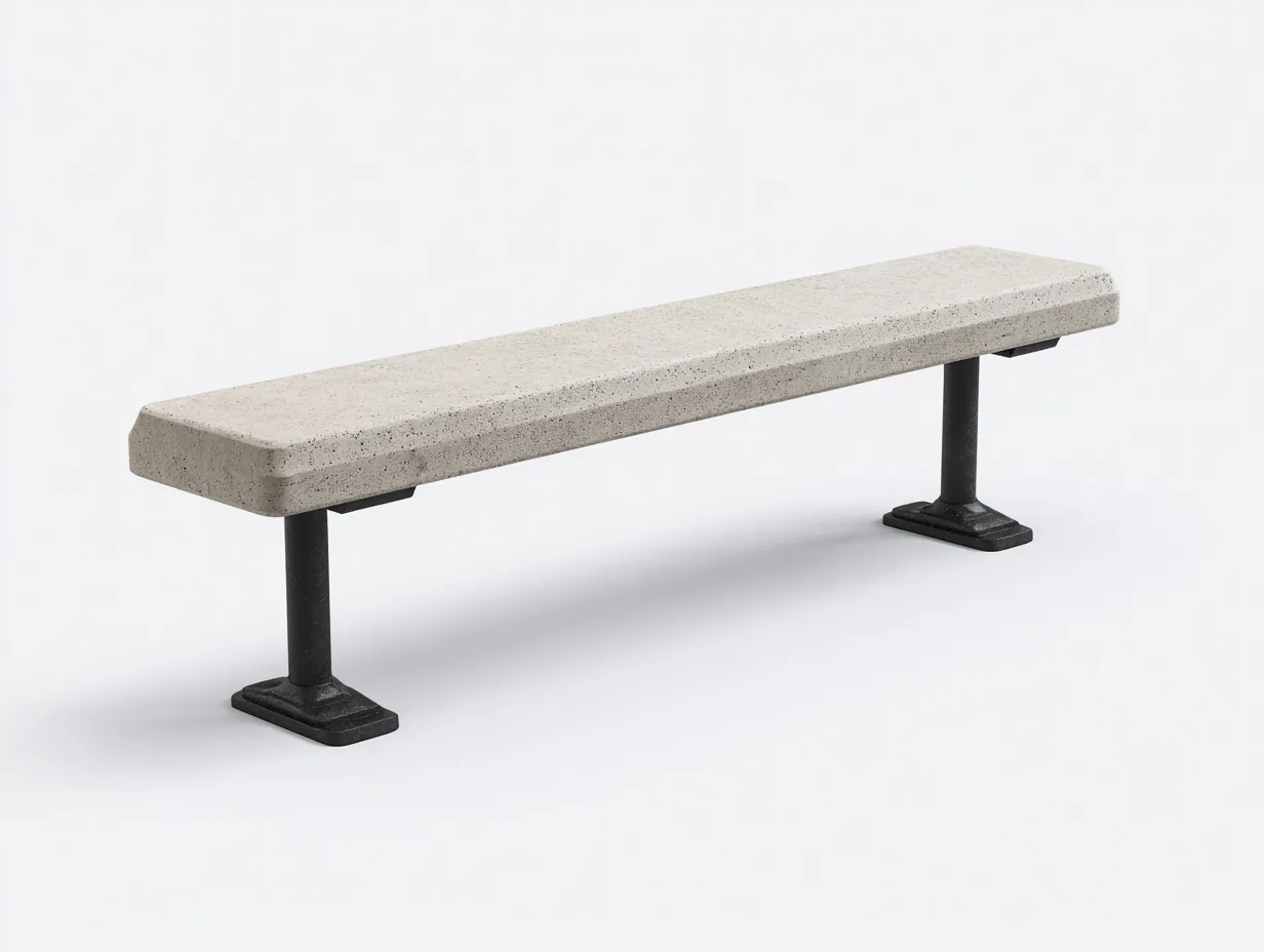 Banc d'extérieur en béton et métal 180×42×45 cm - gris clair/noir - design minimaliste pour balcon-Javooroom