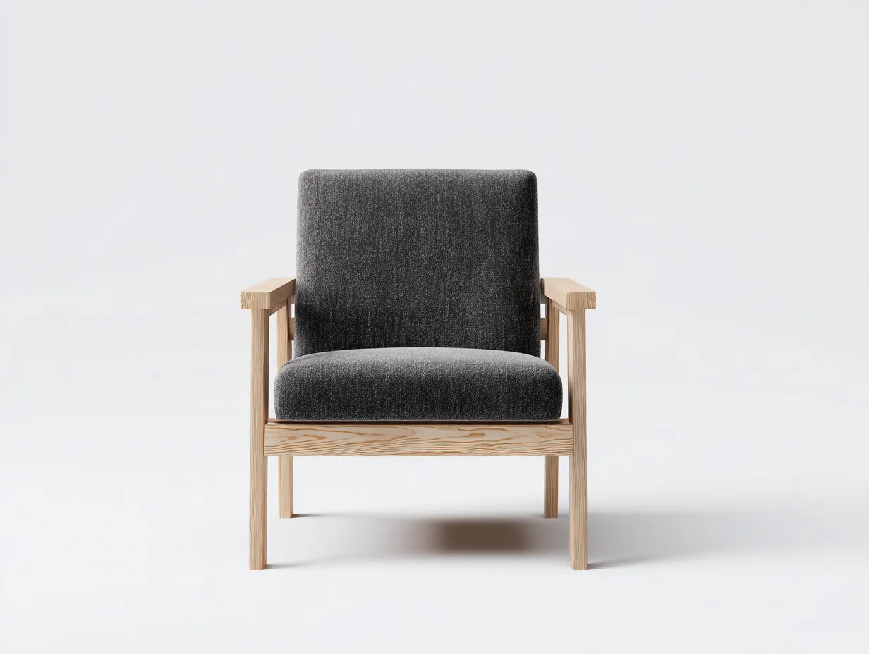Chaise de loisirs d'extérieur en bois et tissu 72×76×82 cm - gris foncé/bois clair - fauteuil de terrasse contemporain-Javooroom