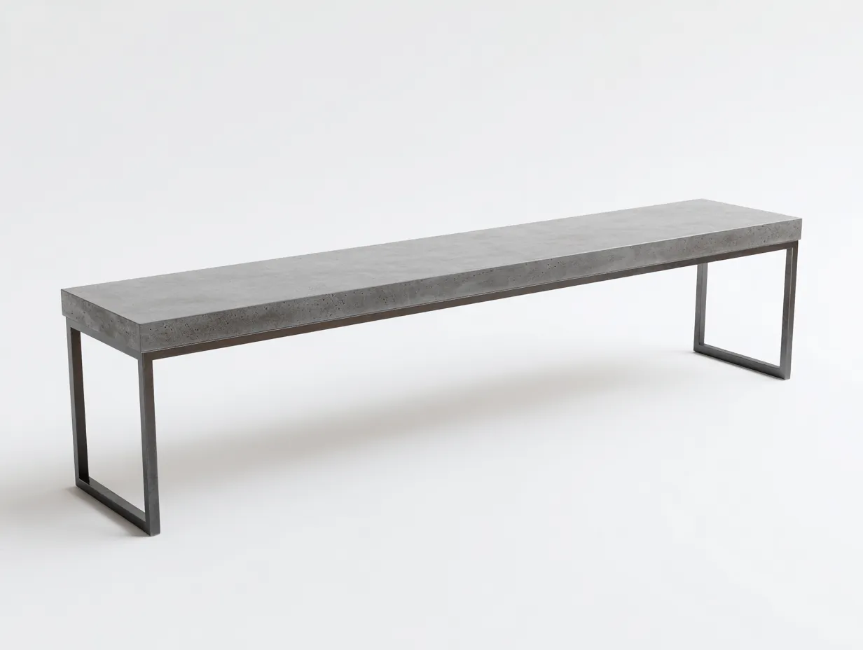 Banc d'extérieur en béton et métal 180×40×45 cm - gris clair/gris foncé - style industriel pour terrasse-Javooroom