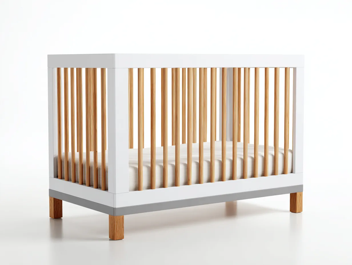 Berceau en bois 130×72×96 cm - bois/blanc - chambre minimaliste naturelle-Javooroom