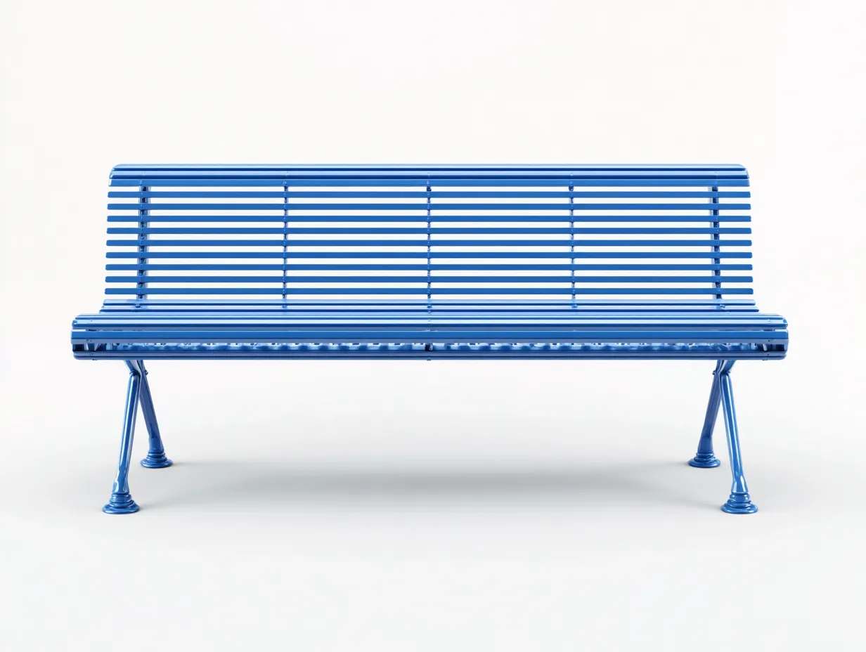 Banc d'extérieur en métal 170×58×82 cm - bleu - dossier à lattes pour balcon-Javooroom