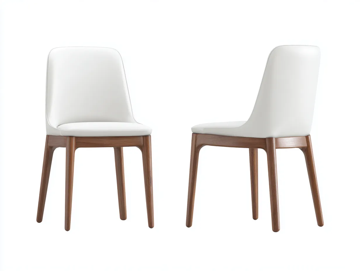 Lot de 2 chaises de salle à manger en bois et revêtement 49×54×84 cm - blanc/marron - dossier incurvé contemporain-Javooroom