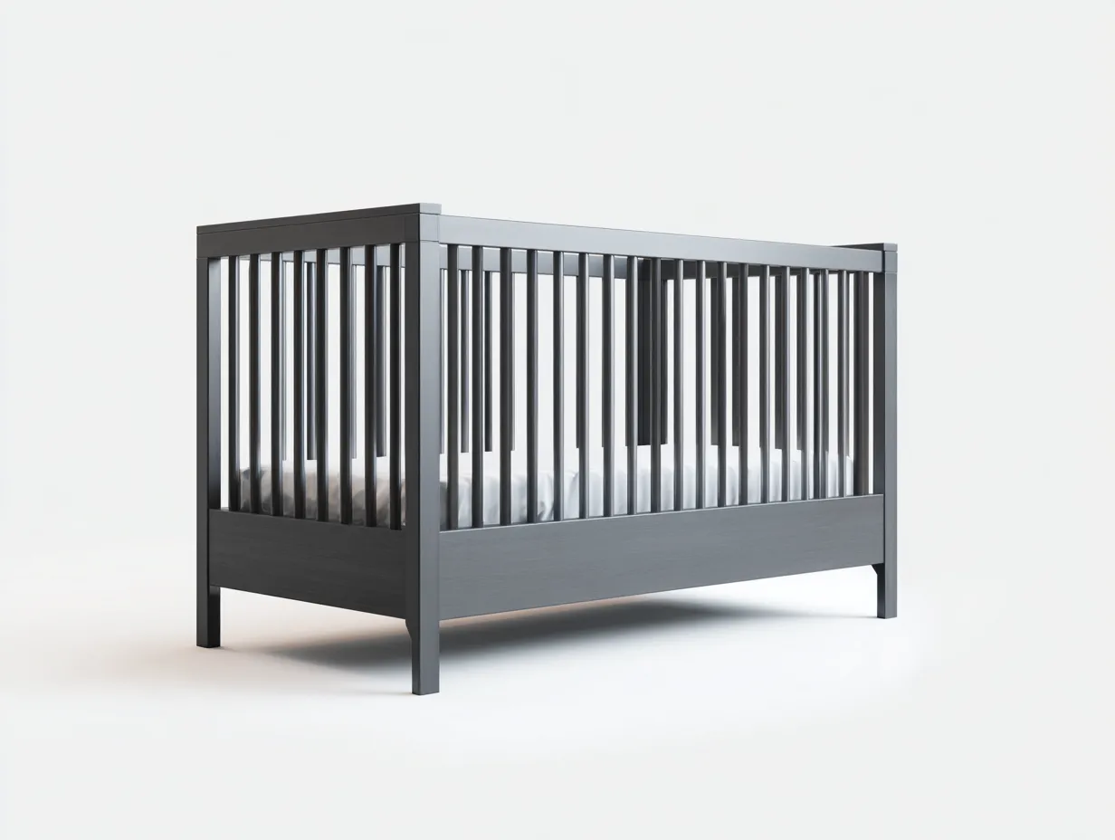 Berceau en bois 125×68×90 cm - gris foncé - design minimaliste pour chambre-Javooroom
