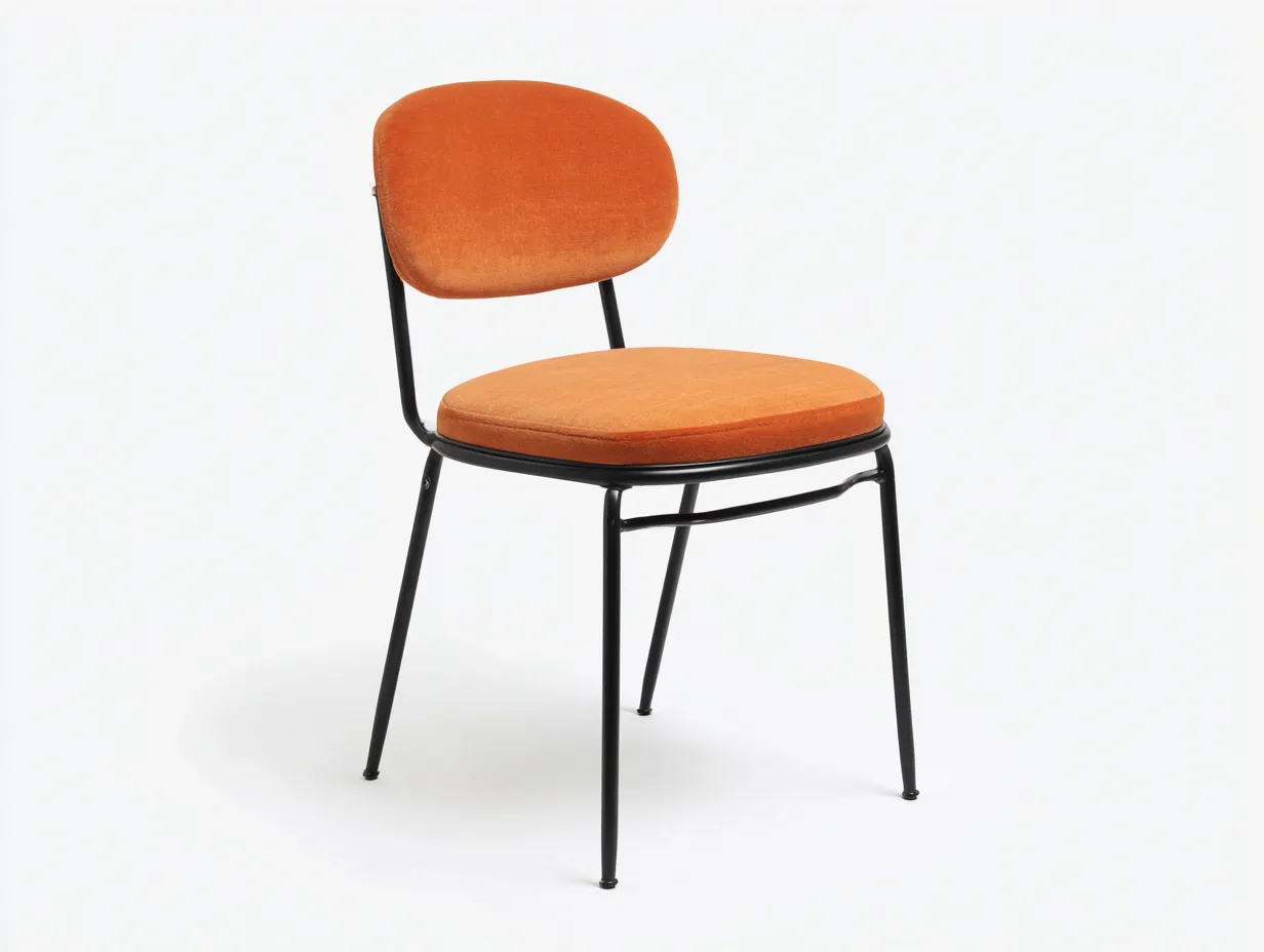Chaise de salle à manger en tissu 52×55×82 cm - orange/noir - structure métallique contemporaine-Javooroom