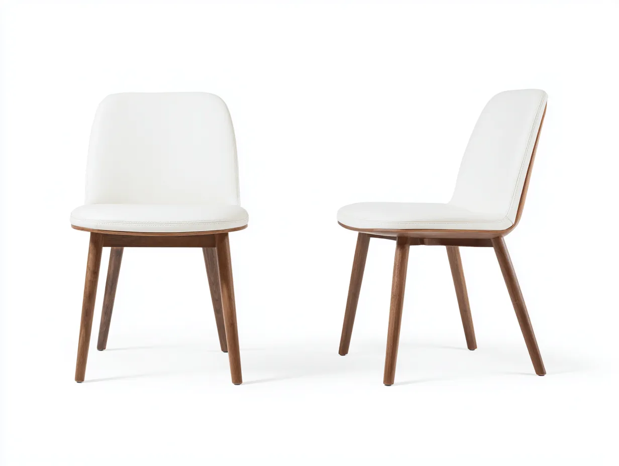 Chaise de salle à manger en tissu 54×56×82 cm - blanc/brun - dossier rembourré style scandinave-Javooroom
