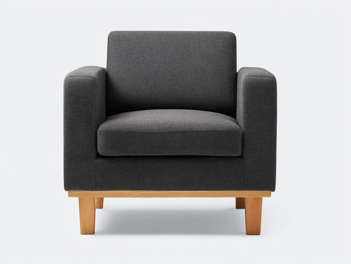 Chaise de loisirs d'extérieur en tissu et bois 82×78×79 cm - gris foncé/bois naturel - fauteuil large pour balcon-Javooroom