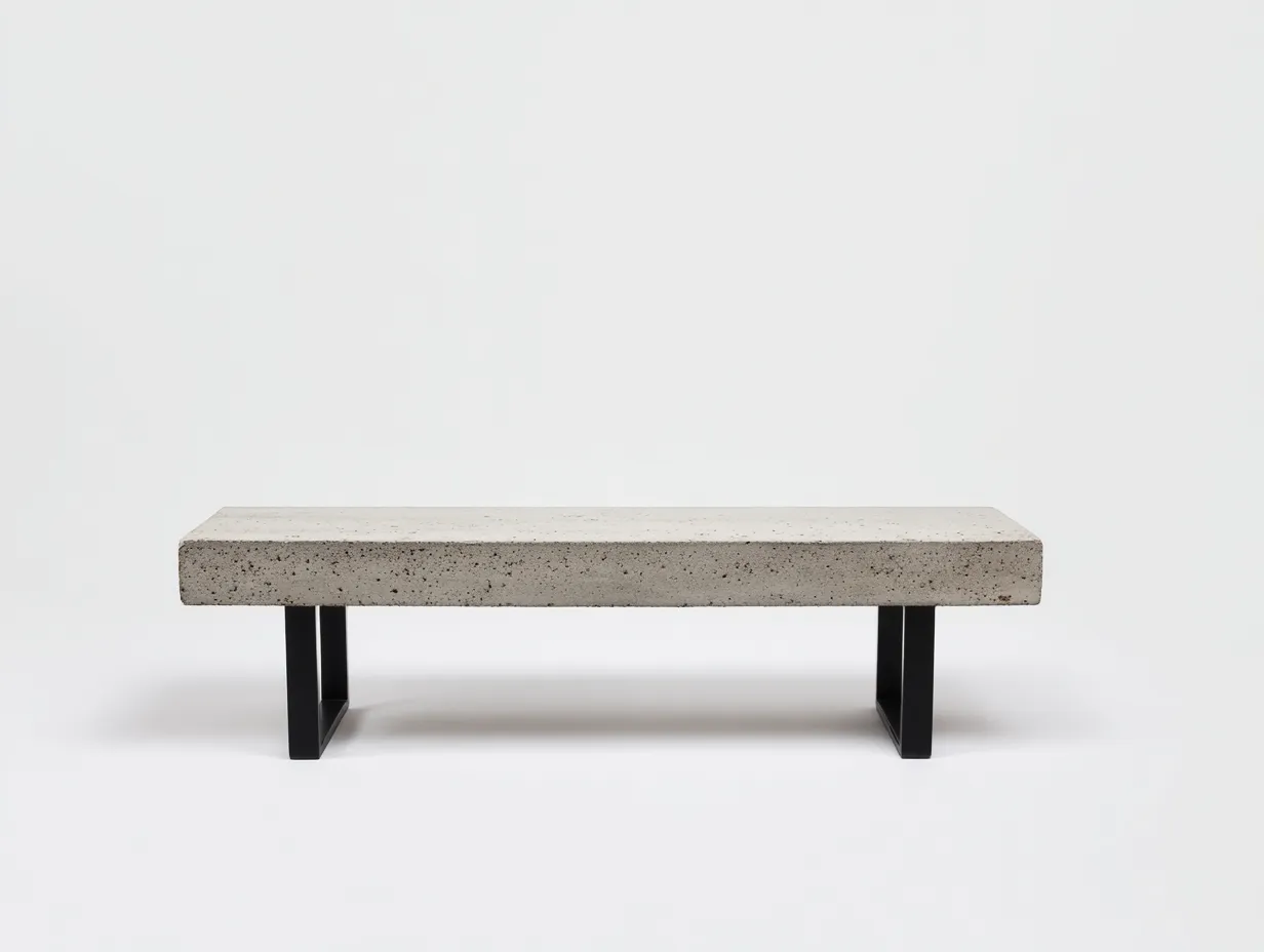 Banc d'extérieur en béton 180×45×45 cm - gris clair/noir - style contemporain pour balcon-Javooroom