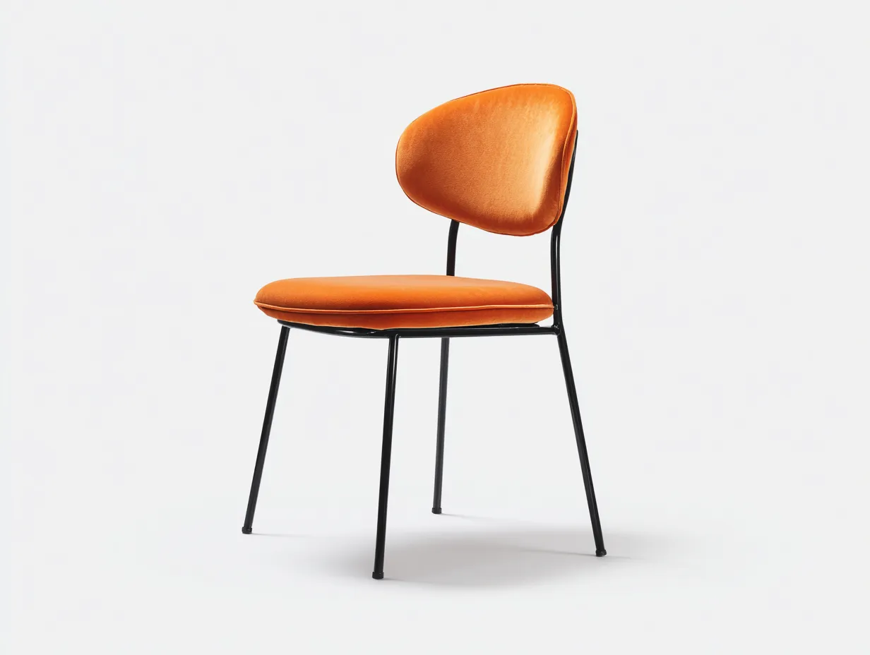 Chaise de salle à manger en tissu et métal 52×56×82 cm - orange/noir - style contemporain-Javooroom