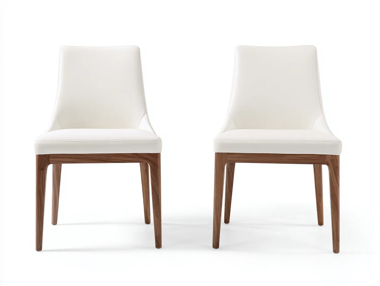 Chaise De Salle À Manger en tissu et bois 53×57×84 cm - blanc/marron - lot de 2 design moderne-Javooroom