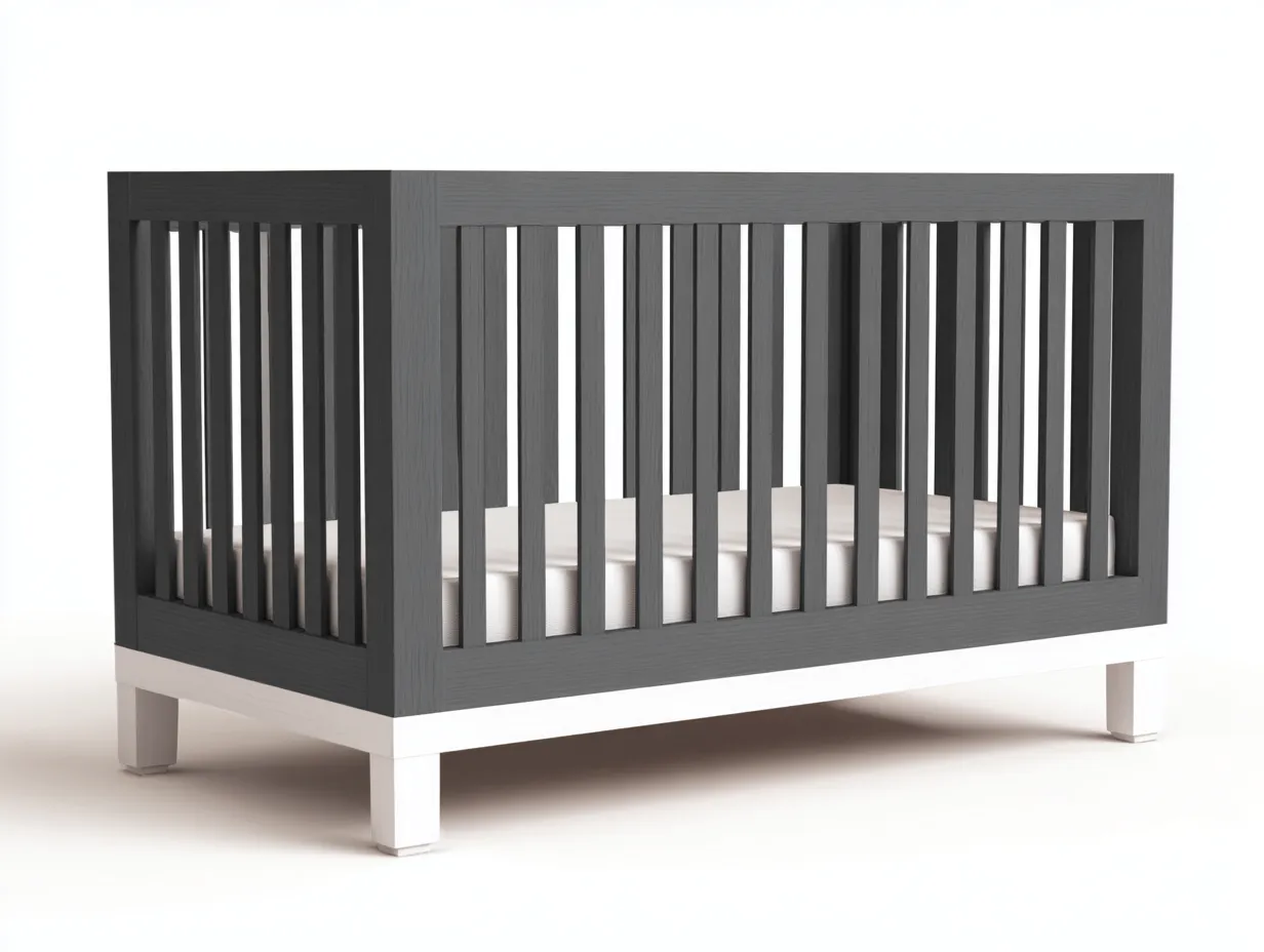 Berceau en bois 126×68×92 cm - gris foncé/blanc - style contemporain pour chambre-Javooroom