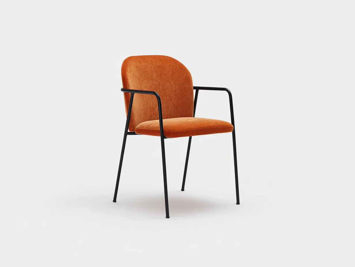 Chaise de salle à manger en tissu 56×58×82 cm - orange/noir - avec accoudoirs et assise rembourrée-Javooroom