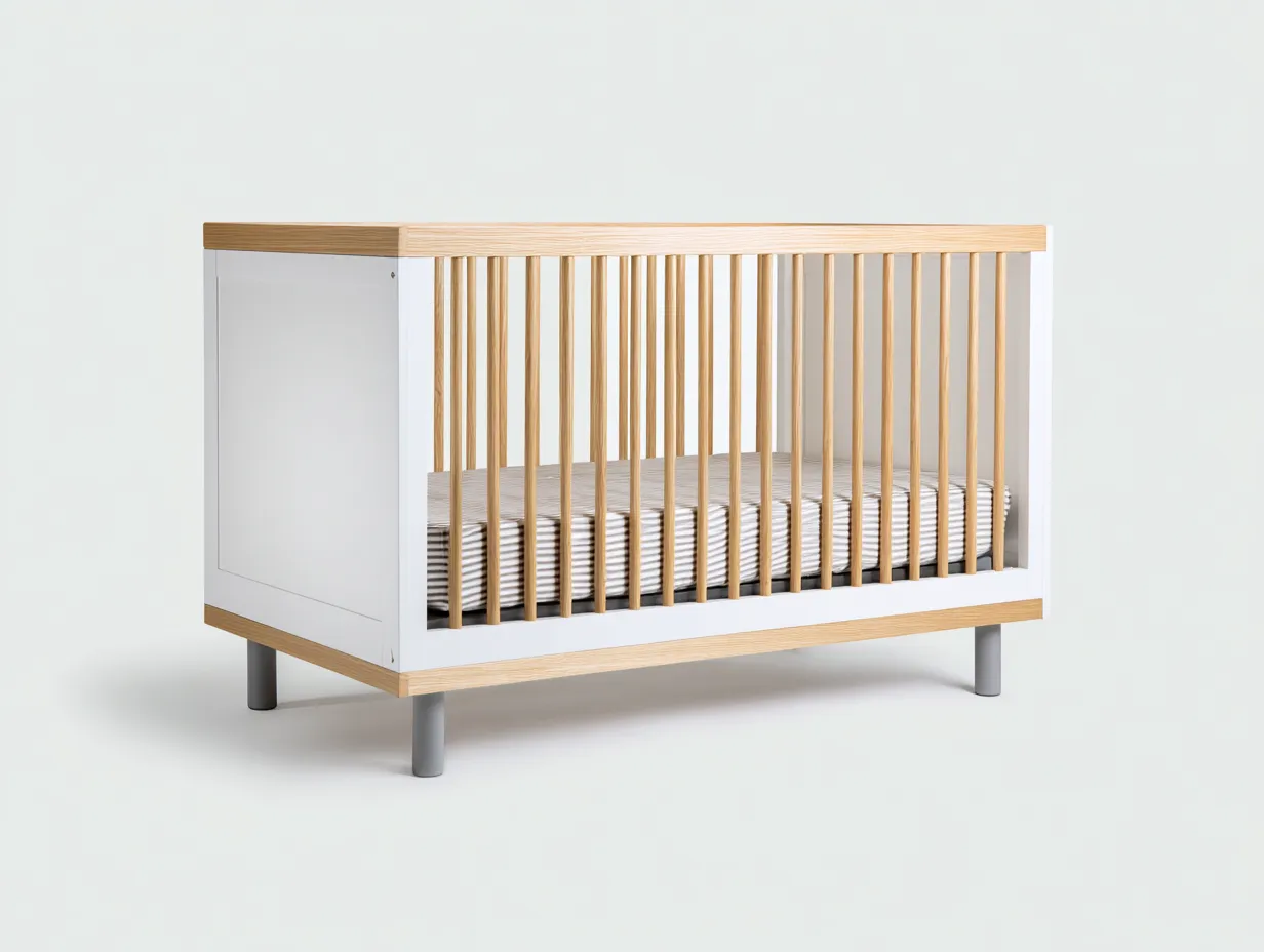 Berceau en bois 124×67×91 cm - bois clair/blanc - design minimaliste pour chambre-Javooroom