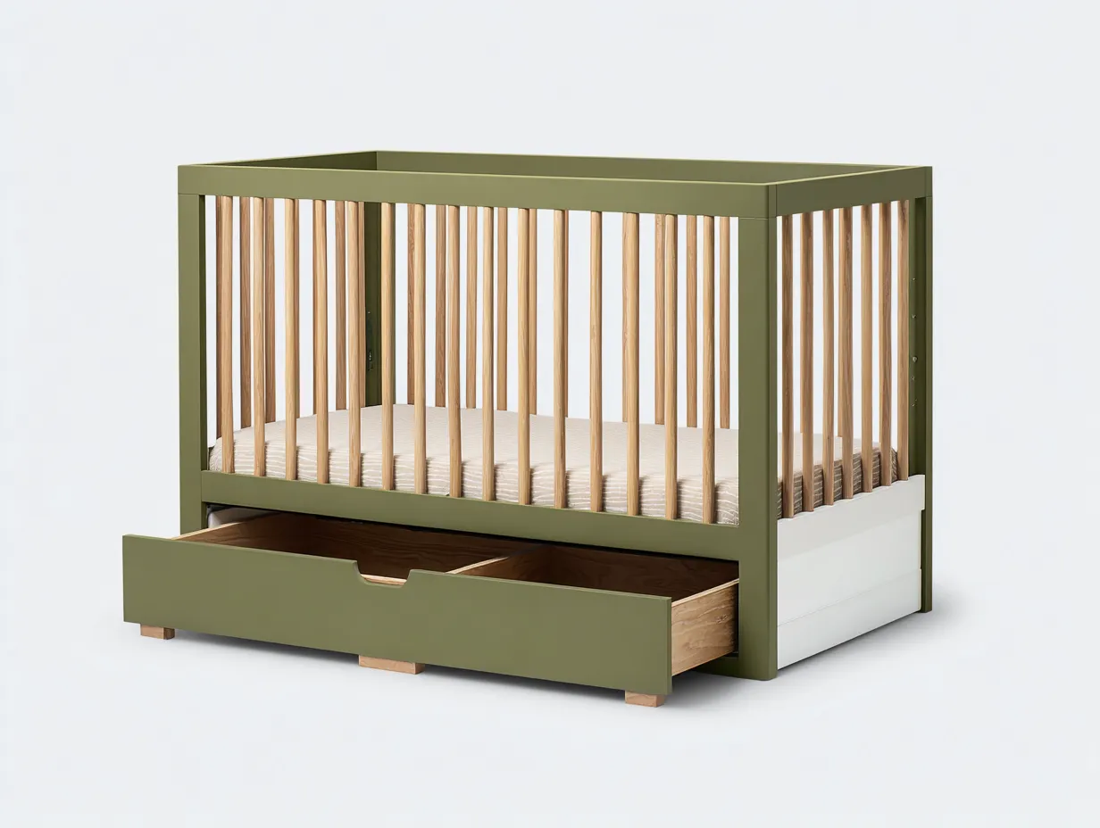 Berceau en bois 126×68×92 cm - blanc/bois - chambre au style naturel moderne-Javooroom