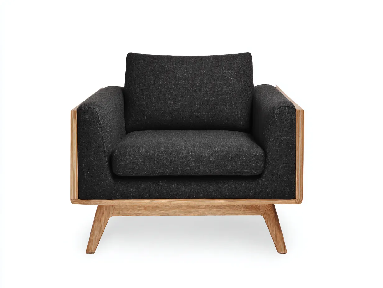 Chaise de loisirs d'extérieur en tissu et bois 78×80×79 cm - gris foncé/bois - fauteuil de terrasse moderne-Javooroom
