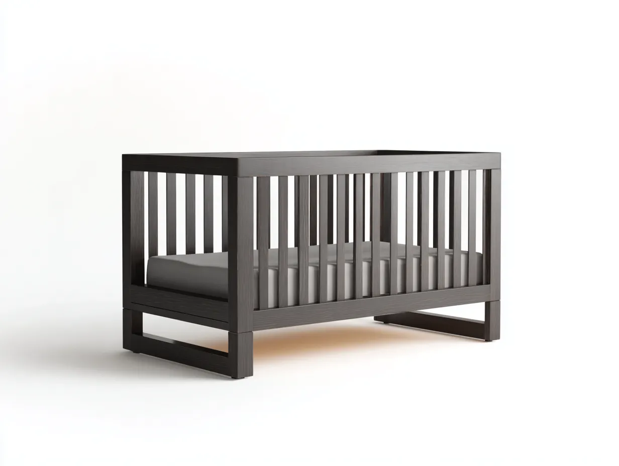Berceau en bois 125×70×90 cm - gris foncé - chambre minimaliste contemporaine-Javooroom