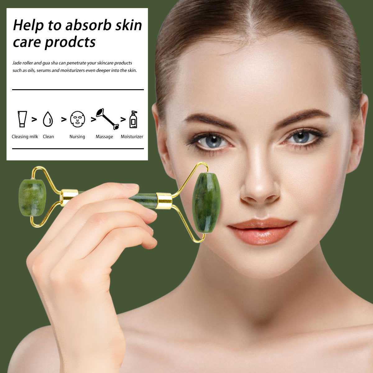 4-in-1 Jade Roller & Gua Sha Set Wholesale, Gift Box OEM