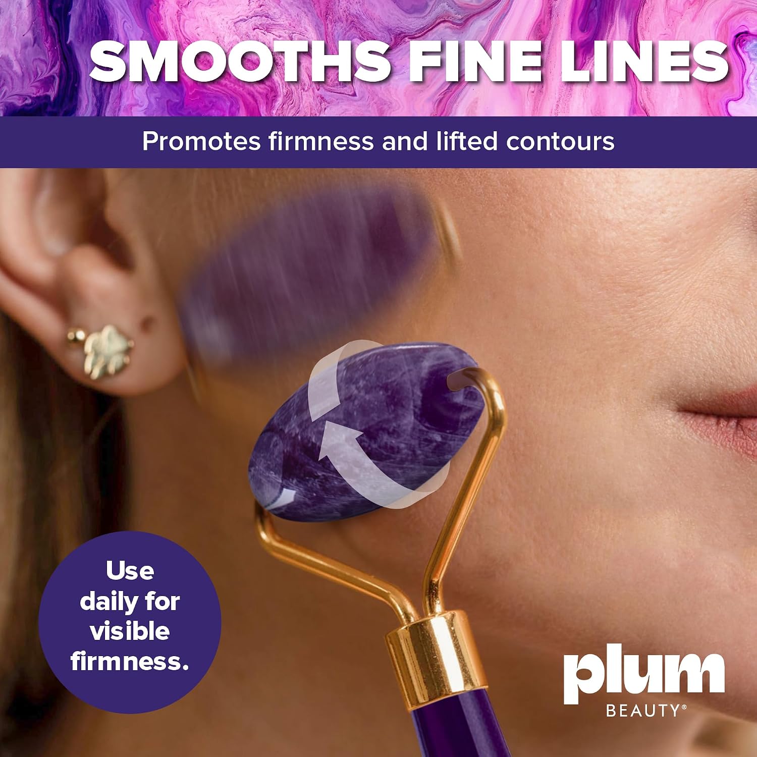 Natural Amethyst Facial Roller Set with Mask Brush Wholesale