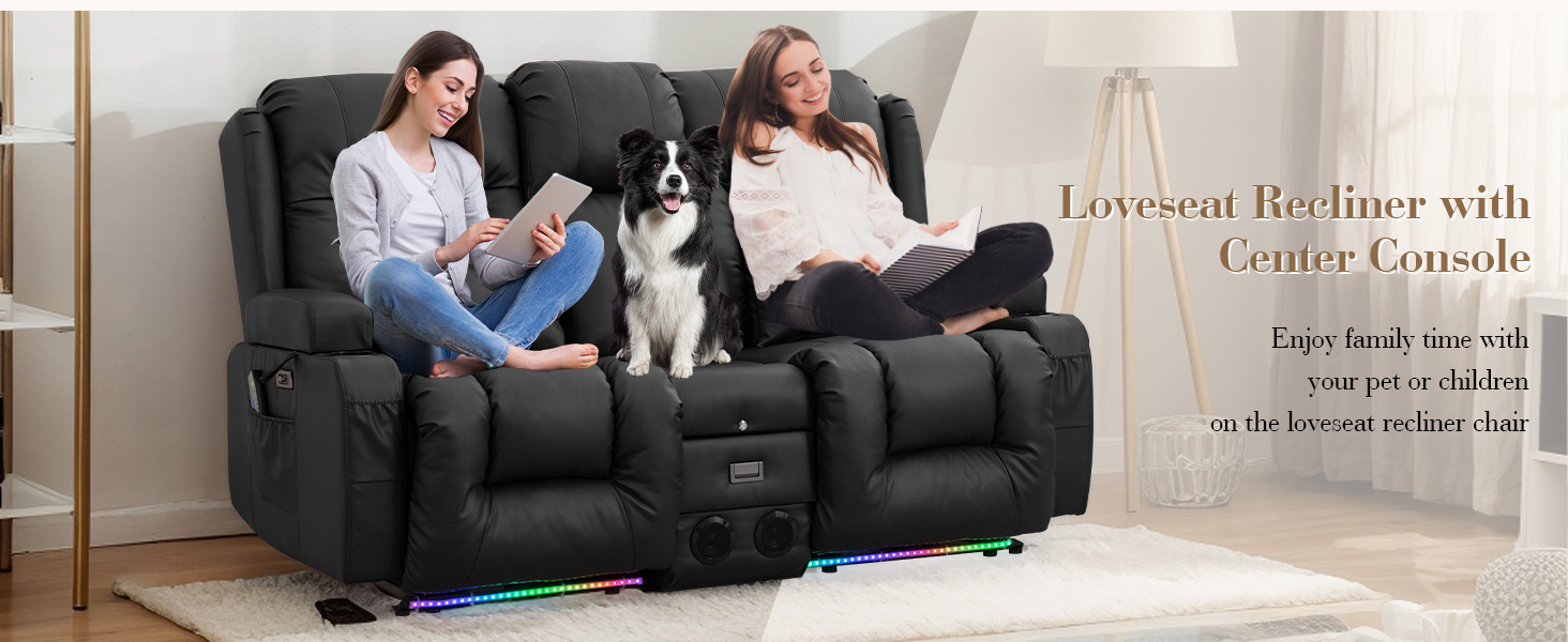 Loveseat relaxeur avec console centrale