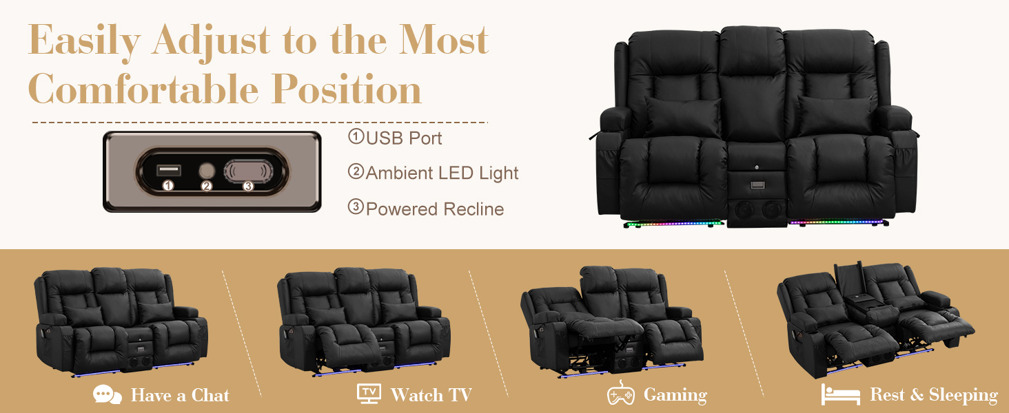 Ajustez facilement le loveseat à la position la plus confortable