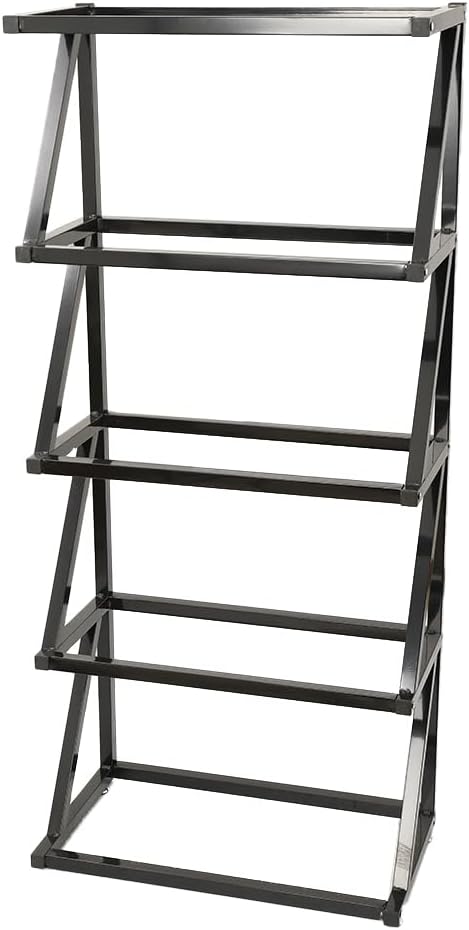 Fruit Vegetable Organizer Metal Frame Basket Stand, Heavy Steel Structure, Open Grid Airflow Storage, 5 Tier Display Rack for Supermarket Kitchen Retail Use