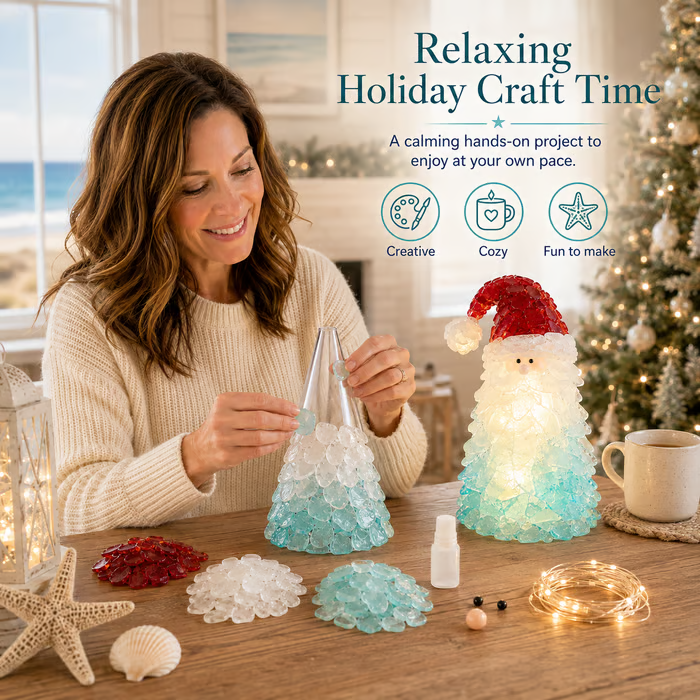 🔥Last Day 49% OFF – 🎅 Beginner-Friendly DIY Lighted Sea Glass Santa Christmas Decor Kit | Complete Kit with Sea Glass Pieces, Warm Fairy Lights & Step-by-Step Guide Included 💕-festiveusa