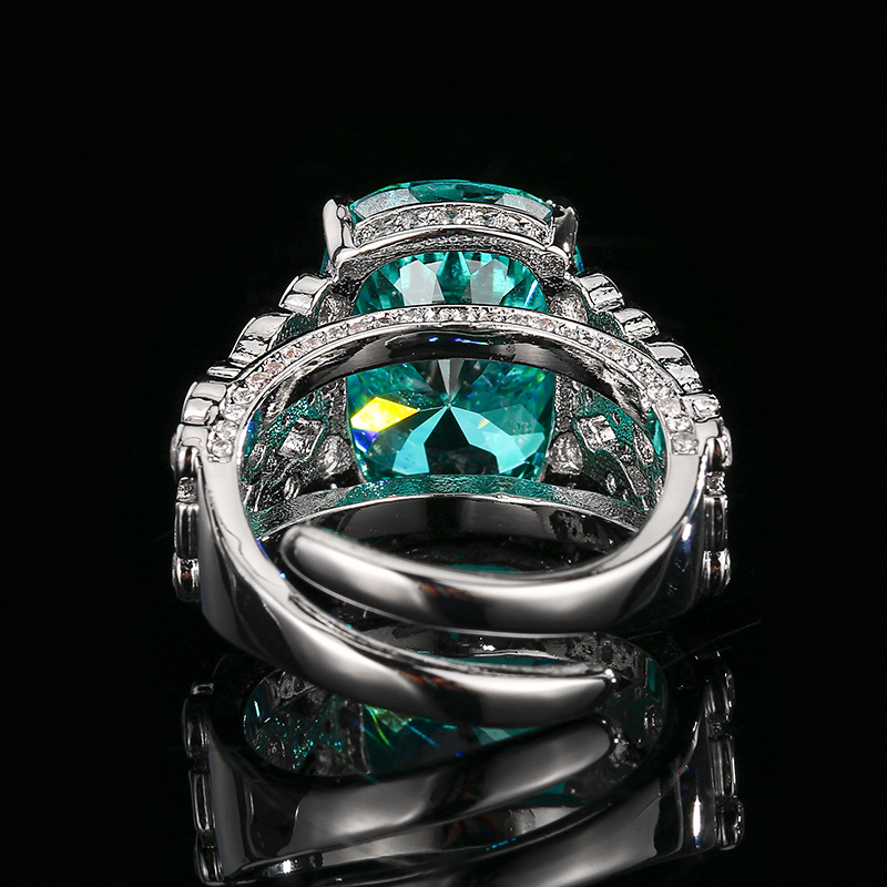 Luxury Carved Wide Band Cocktail Ring, Cushion Cut Color Gemstone Statement Ring