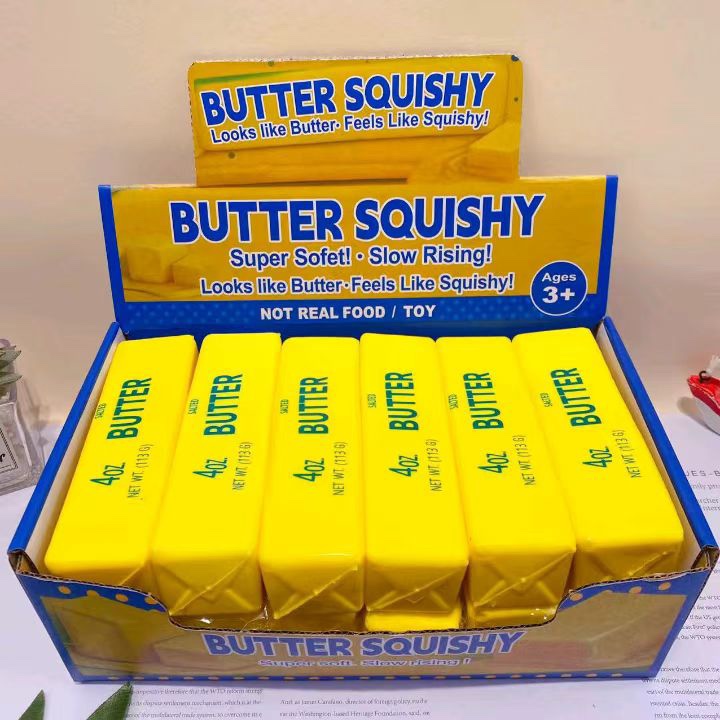 Butter Block Squishy Toy, Simulation Butter Stick Soft Squeeze Fidget Stress Relief Toy
