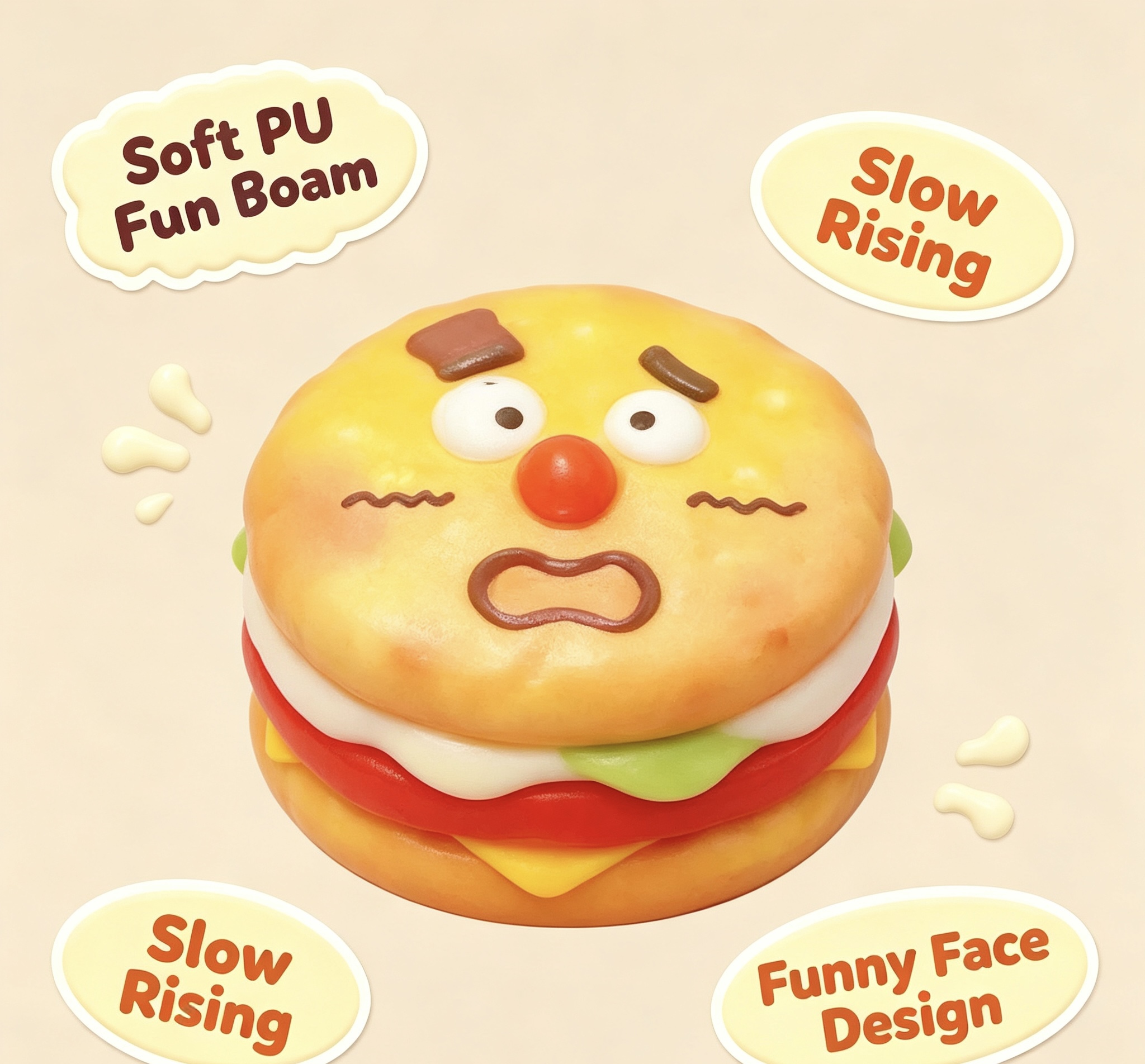 Weird Fun Box Funny Face Squishy | Slow Rise Cookie Burger Stress Relief Toy

