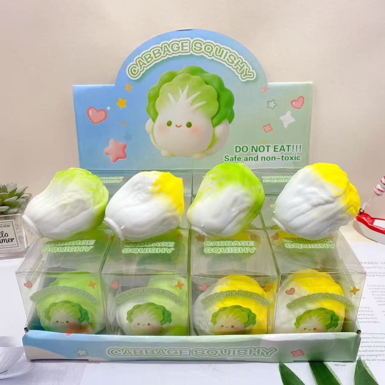 Cabbage Squishy Toy, Cute Simulation Vegetable Soft Squeeze Fidget Stress Relief Toy
