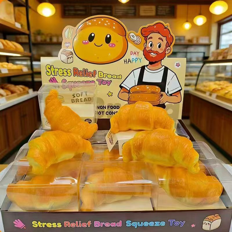 Croissant Bread Squishy Toy, Soft Slow‑Rising Squeeze Fidget Toy Stress Relief