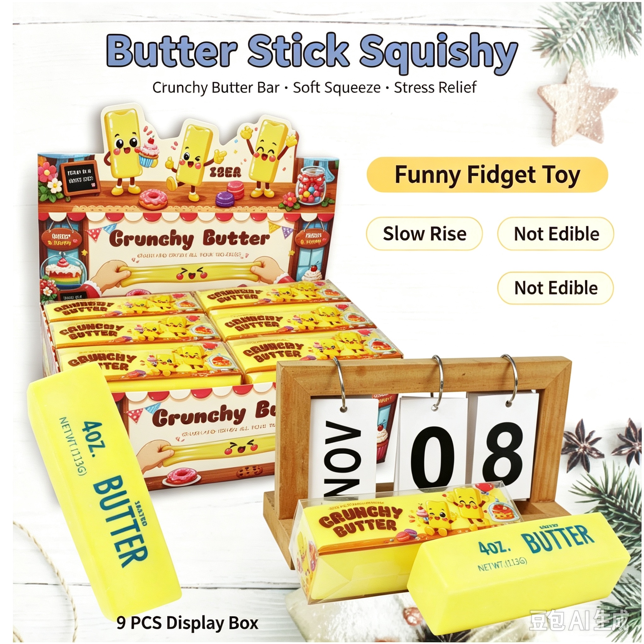 Butter Bar Squishy Fidget Toy, Funny Stretch Squeeze Stress Toy