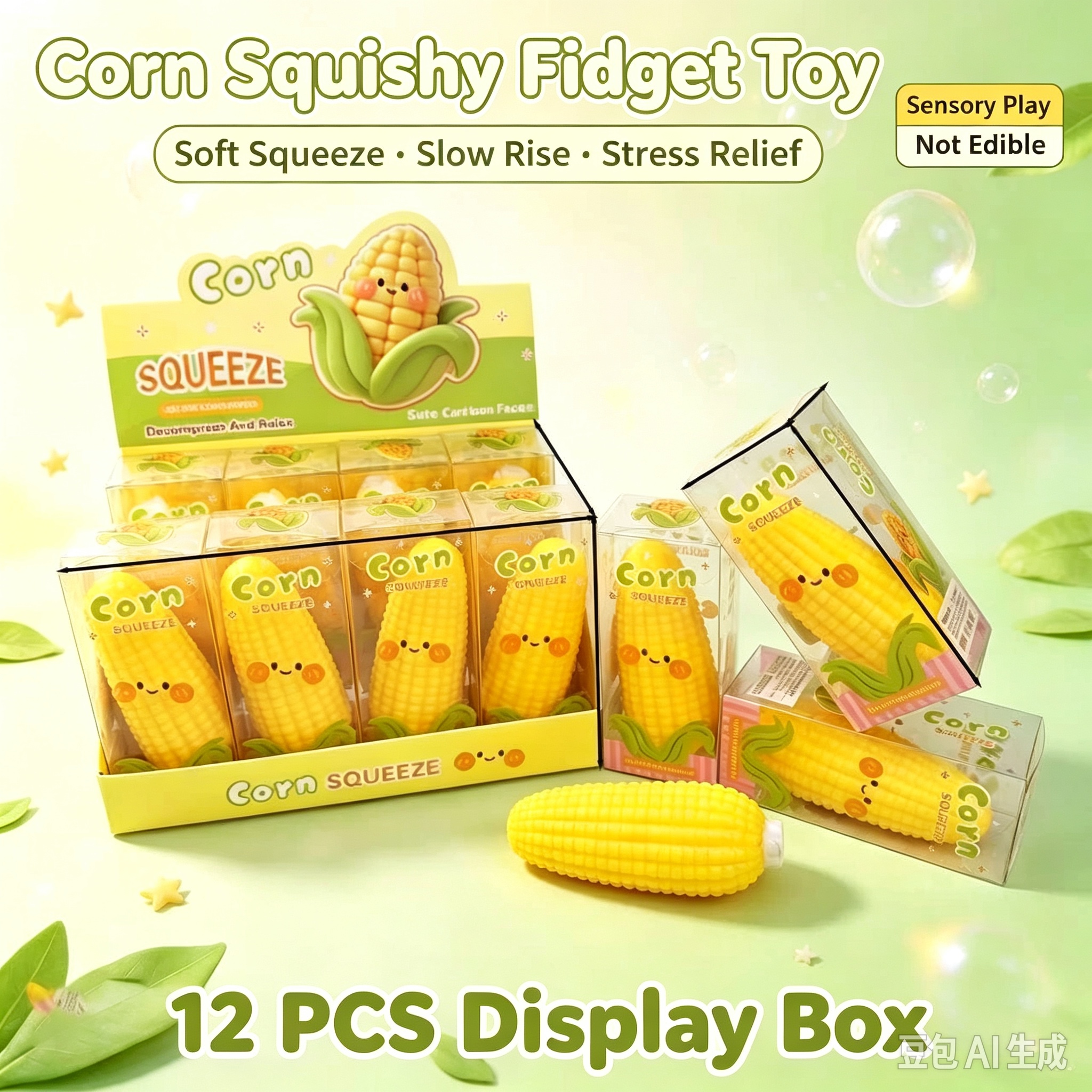 Cute Corn Squishy Fidget Toy, Soft Squeeze Stress Relief Toy