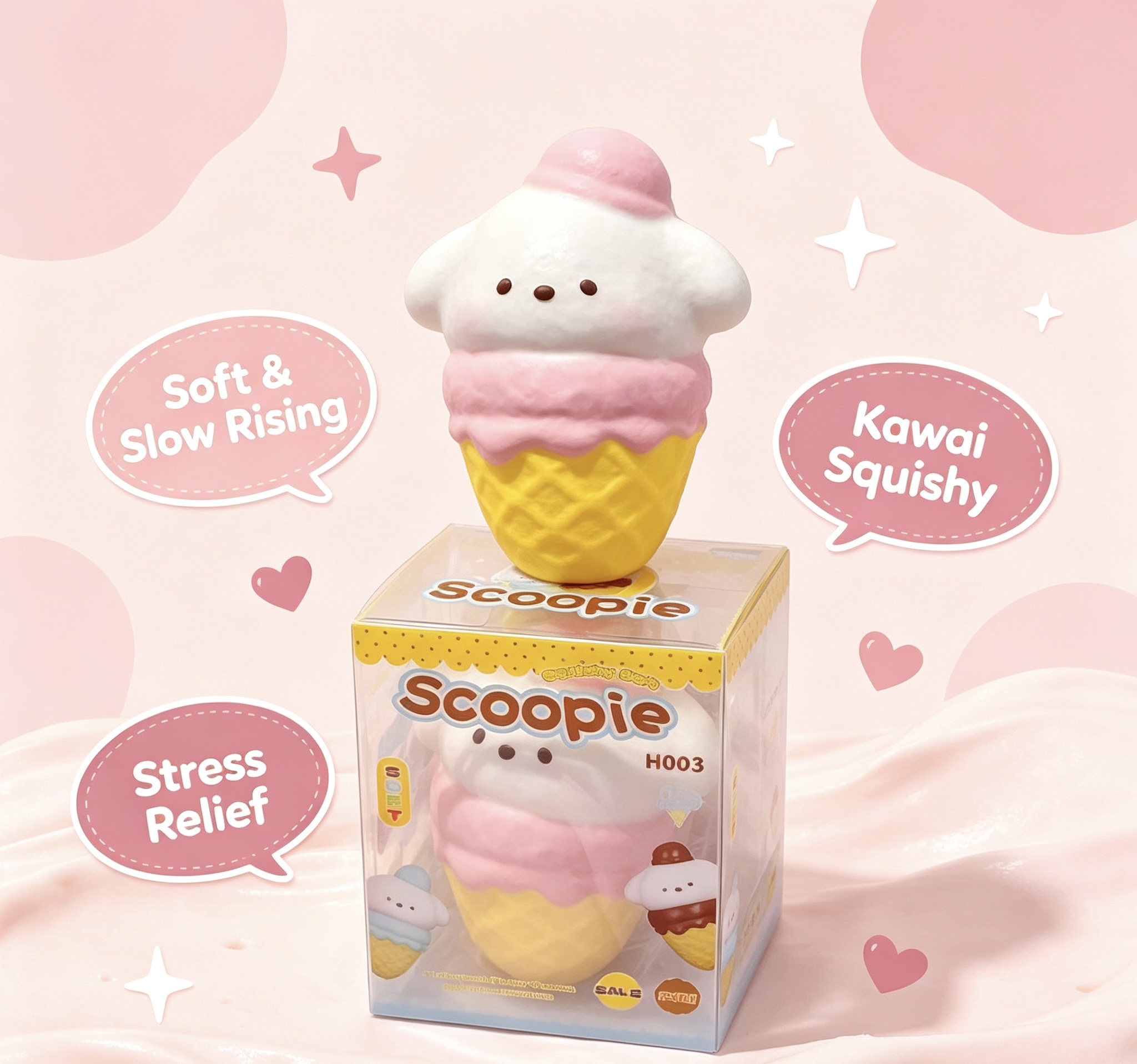 Scoopie H003 Ice Cream Dog Slow Rise Squishy | Kawaii Stress Relief Toy
