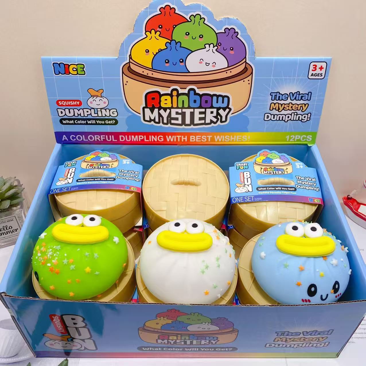 Cute Face Bun Squishy Toy, Soft Squeeze Steamed Bun Fidget Stress Relief Toy
